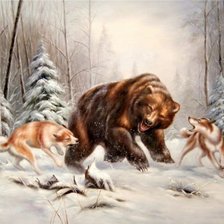 Оригинал схемы вышивки «Охота на медведя» (№1373668)