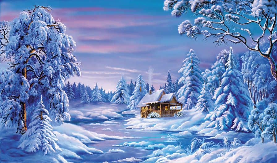 зимний дом 6 - рождество, зима, снег - оригинал
