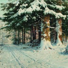 Оригинал схемы вышивки «Зимний день в лесу по картине А.Шильдера» (№1375687)