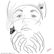 Оригинал схемы вышивки «Дама с бабочкой» (№1376238)