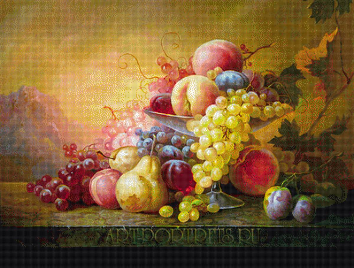 Натюрморт 01 - груши, виноград, натюрморт, персики - предпросмотр