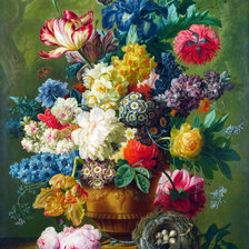Оригинал схемы вышивки «Цветы и гнездо» (№1377246)