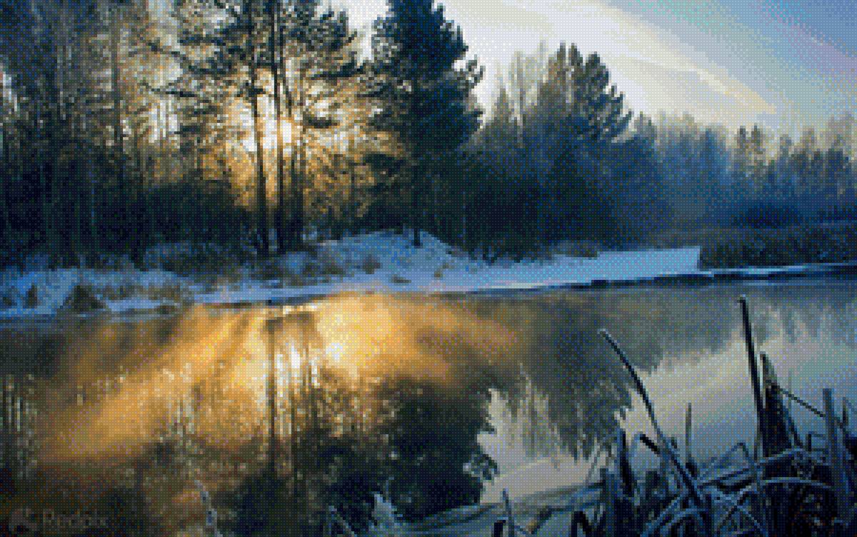 Зимняя река - зима, лес, река - предпросмотр