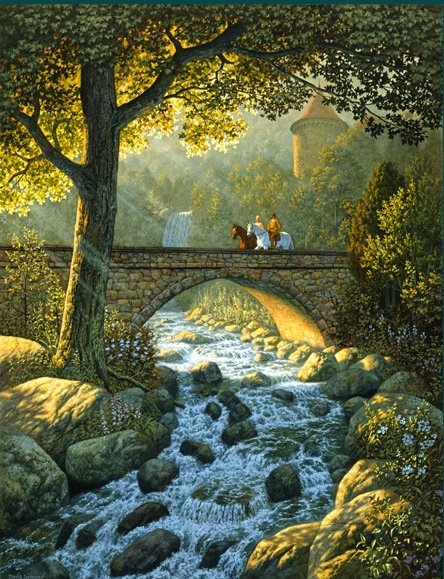 на мосту - красота, пейзаж, деревья, природа, лето, речка - оригинал