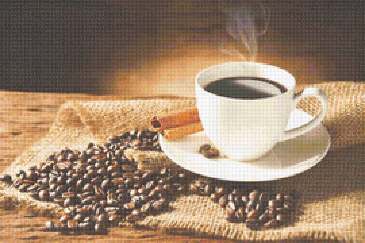 Кофе с корицей - зерна кофе, чашка, кухня, на кухню, кофе, корица - предпросмотр