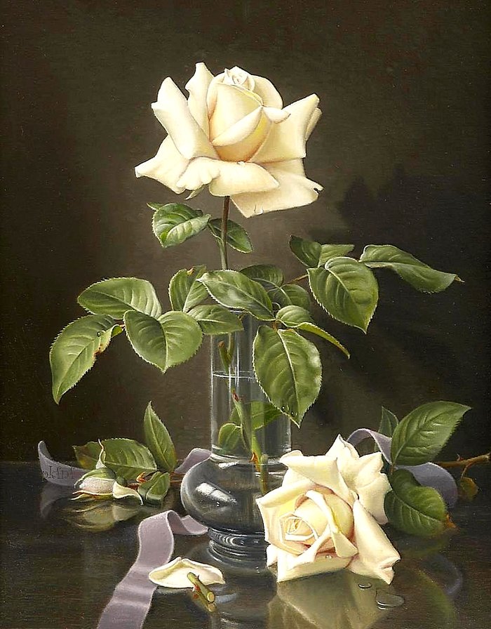 261 - цветы, розы, ваза - оригинал