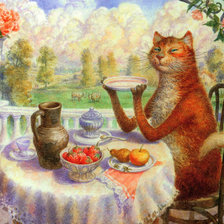 Схема вышивки «Кот с чаем»