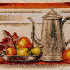 Оригинал схемы вышивки «натюрморт с чайником и фруктами» (№1384397)
