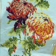 Оригинал схемы вышивки «хризантемы» (№1386176)