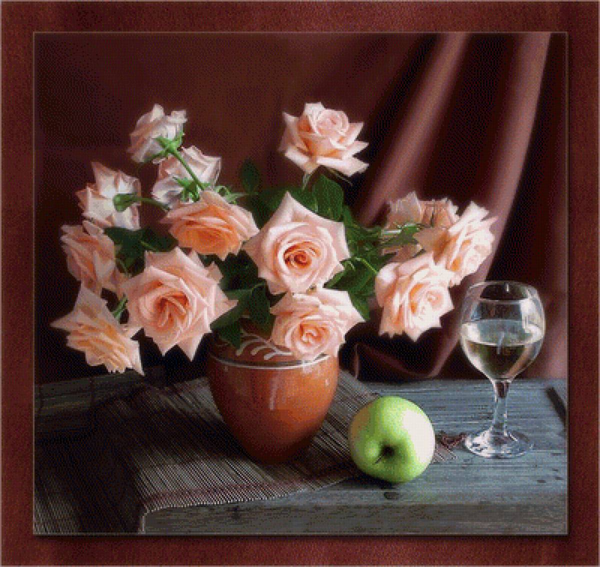 натюрморт с розами - розы, цветы, натюрморт - предпросмотр