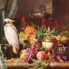 Оригинал схемы вышивки «натюрморт с попугаем» (№1387016)