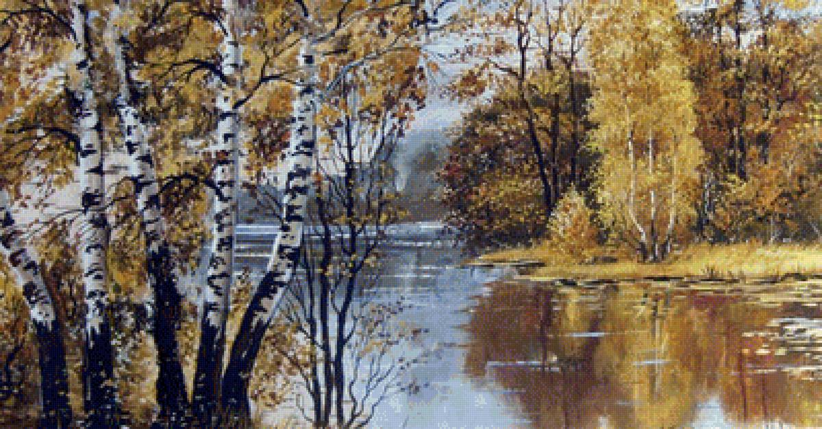 осень золотая - река, осень, пейзаж, природа - предпросмотр