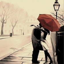 Пара под зонтом