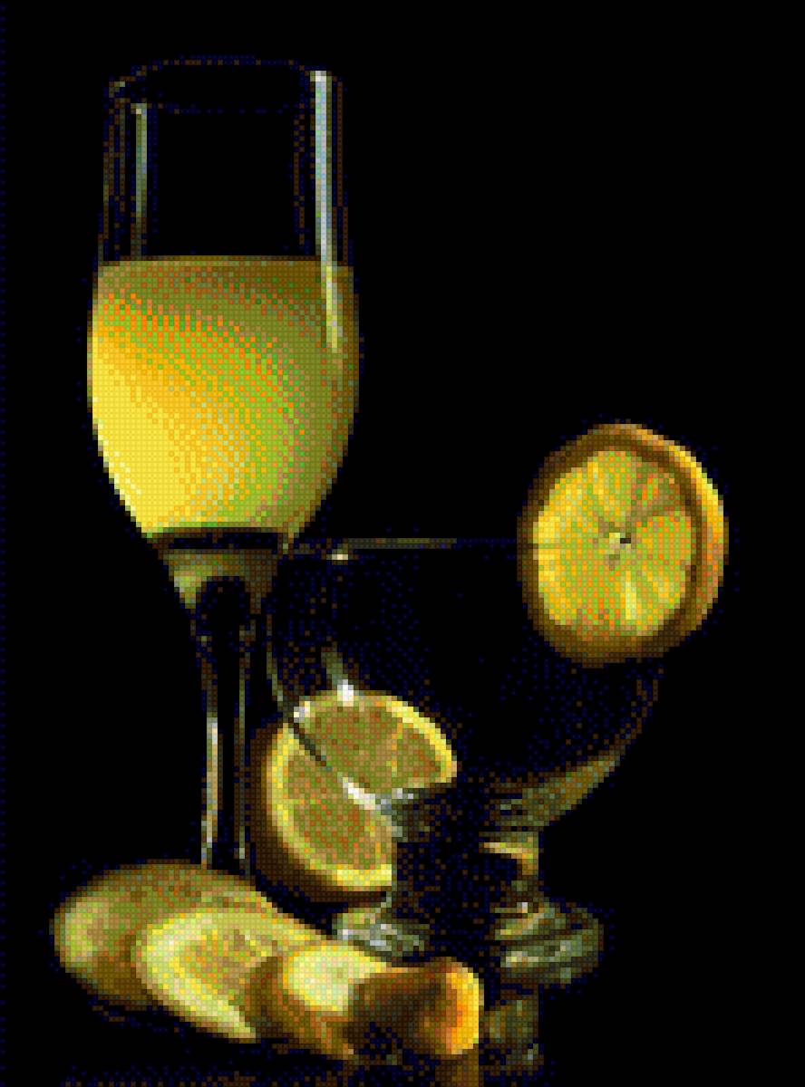 натюрморт з лимоном - кухня, натюрморт, бокали - предпросмотр