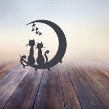 Оригинал схемы вышивки «Кошки на луне» (№1392015)