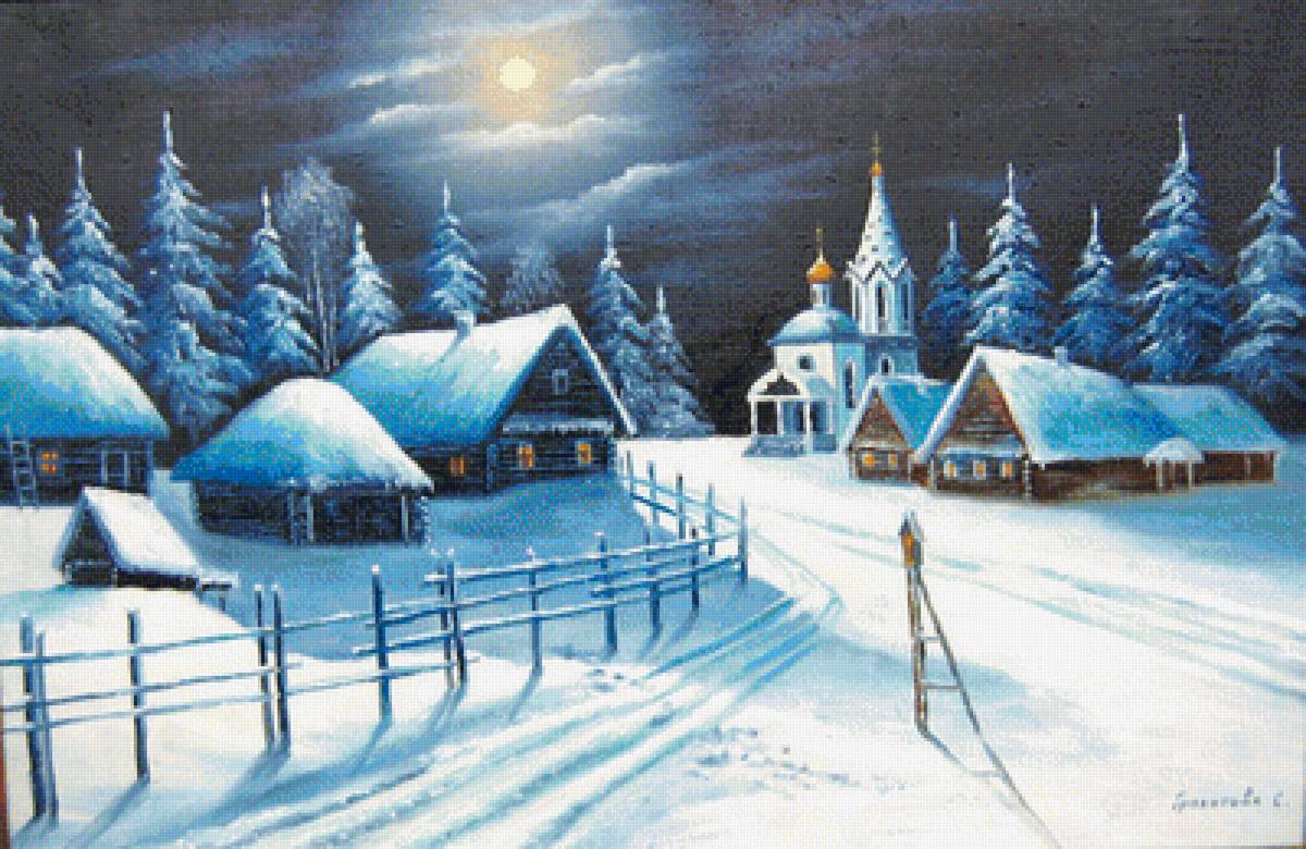 Ночь перед Рождеством - ночь, зима, деревня - предпросмотр