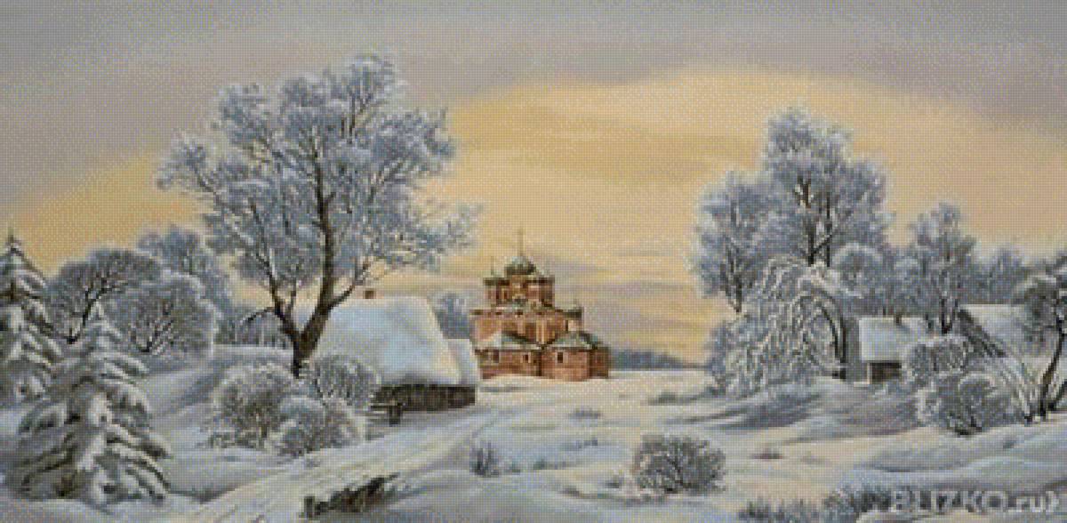 Русская зима - зима, картина, живопись, природа - предпросмотр
