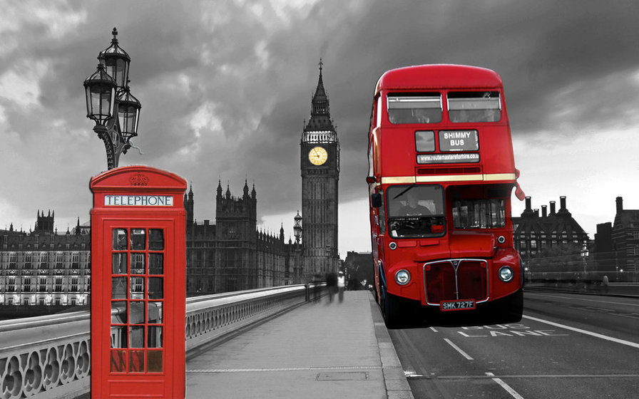 Лондон - бигбэн, будка, автобус - оригинал