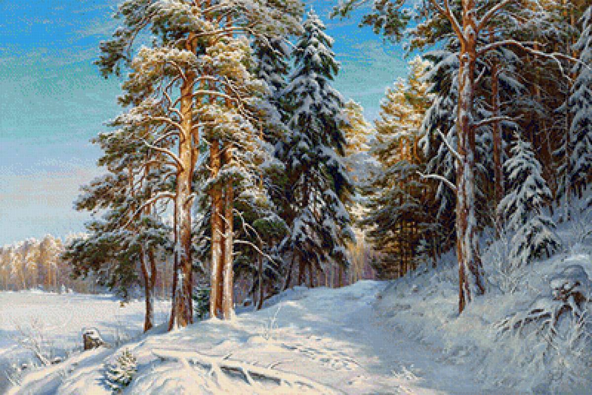 зимний пейзаж - природа, лес, пейзаж, зима - предпросмотр