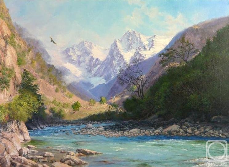 В горах - природа, горы, картина, живопись - оригинал