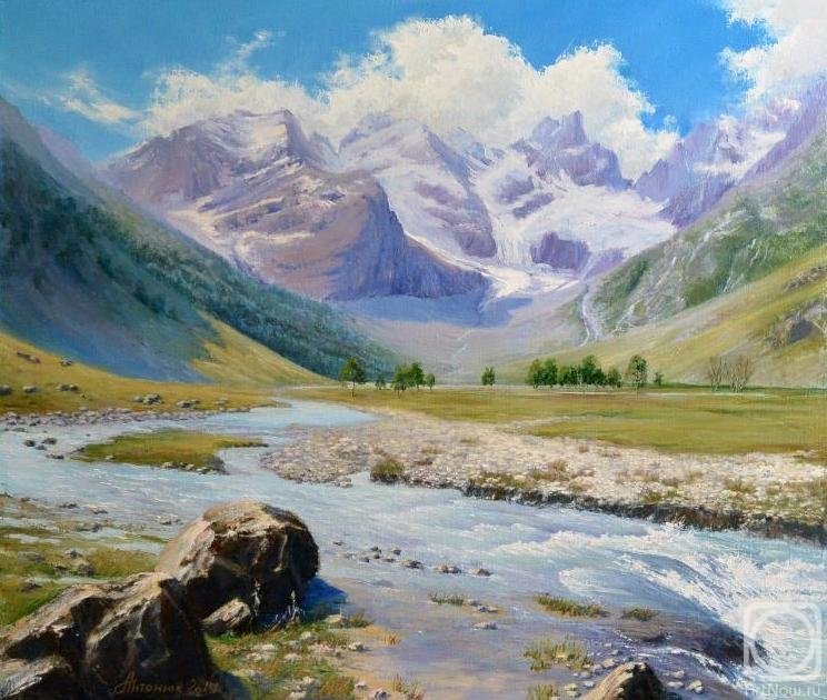 Горы - живопись, картина, горы, природа - оригинал