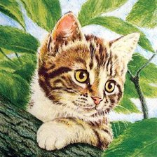 Оригинал схемы вышивки «Кот на дереве» (№1404355)