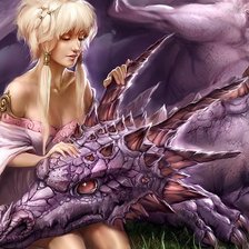 Оригинал схемы вышивки «девушка с драконом» (№1405726)
