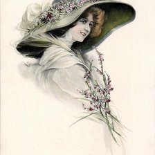 Оригинал схемы вышивки «дама в шляпке» (№1408588)