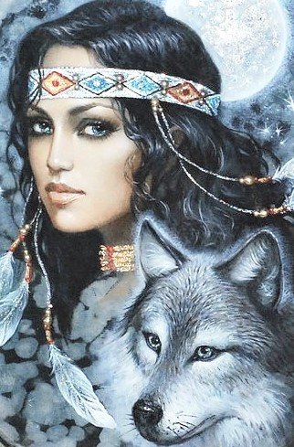 девушка зима - взгляд, девушка, волк, образ - оригинал