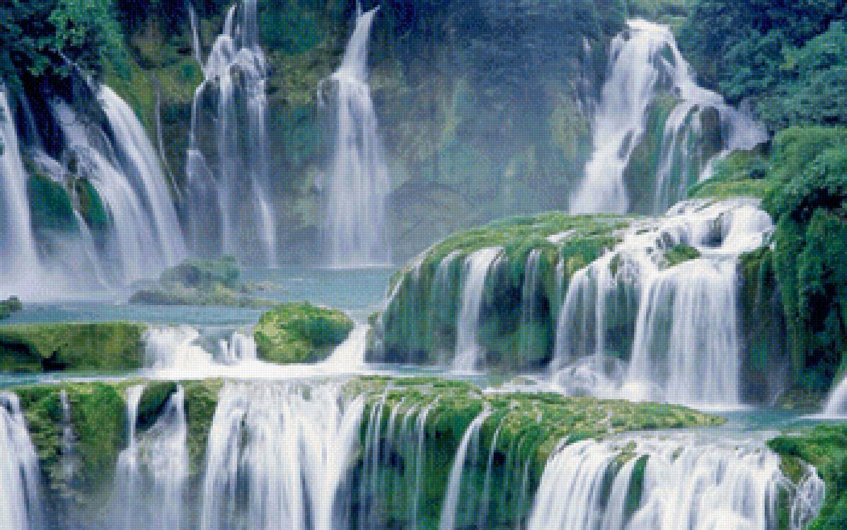 водопад-каскад - водопад, природа, пейзаж - предпросмотр