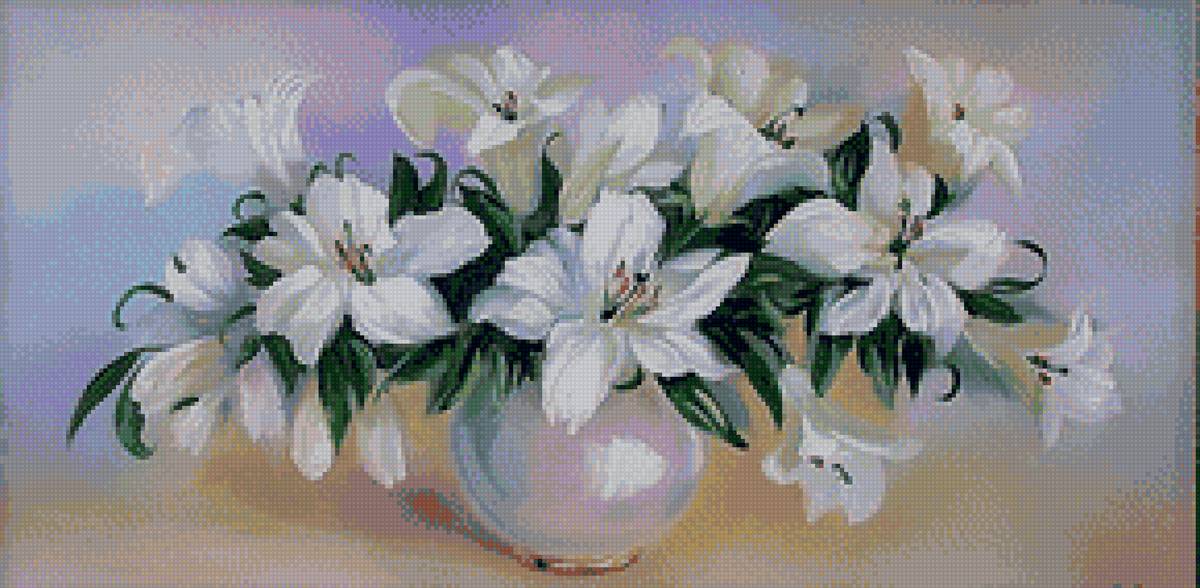 Лилии в вазе - белые цветы, цветы в вазе, лилия - предпросмотр