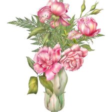 Схема вышивки «ružové kvety,váza»