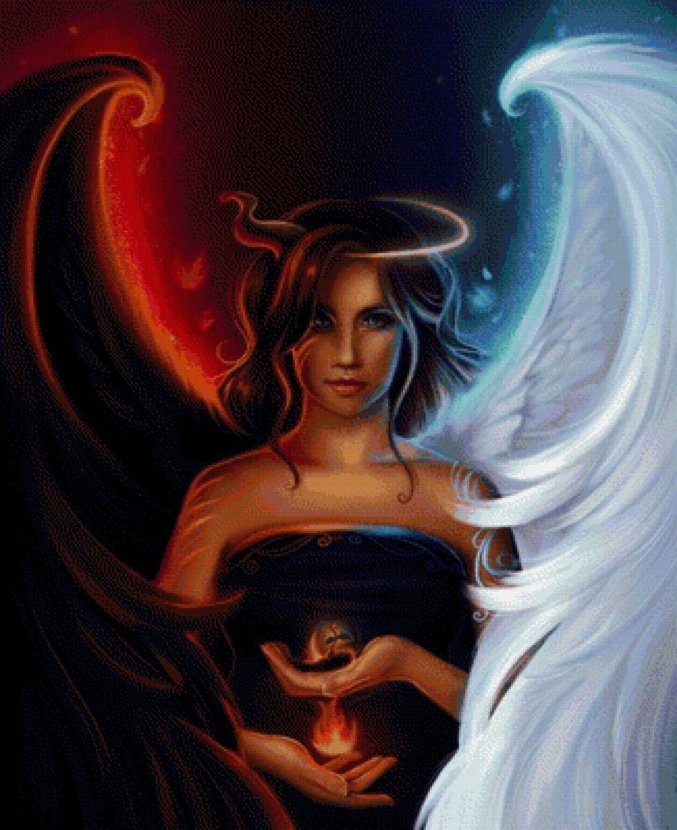 Ангел и демон - свет и тьма, девушка - предпросмотр