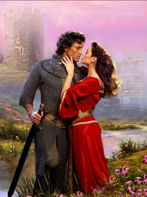 рыцарь и любовь - рыцарь, двое, мужчина, женщина - оригинал