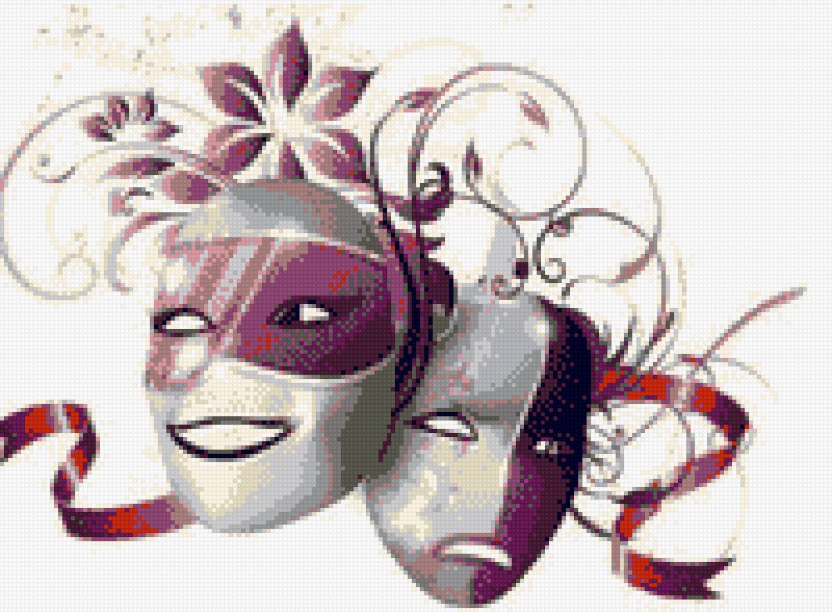 театральные маски 2 - маски, театр, комедия, трагедия - предпросмотр