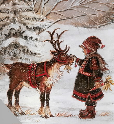 Лапландия - дети, зима, детская тема, олень - оригинал