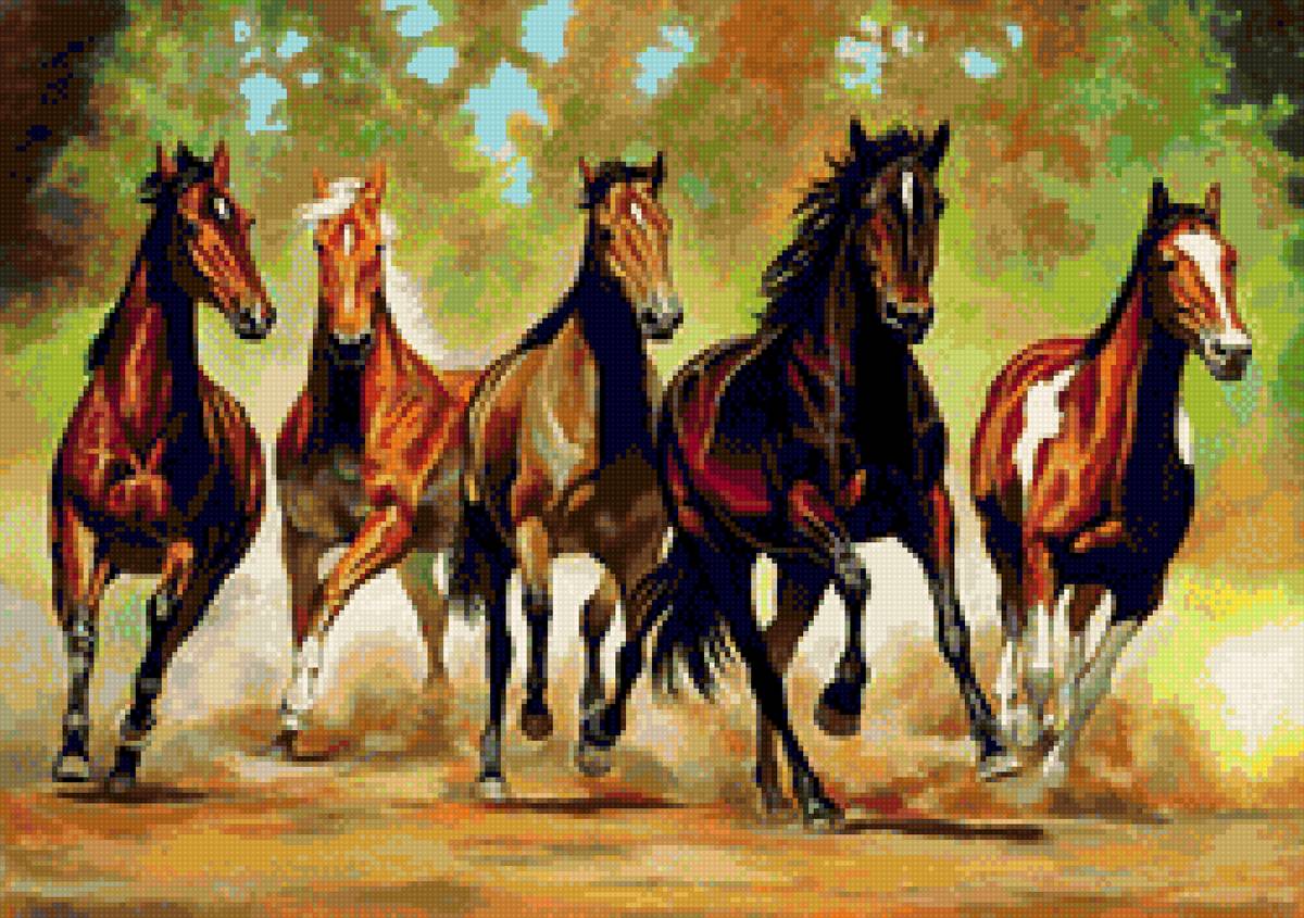 Бегущие лошади - лошади - предпросмотр