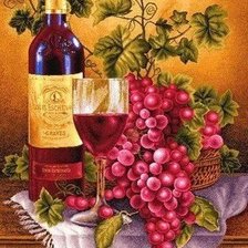 Оригинал схемы вышивки «Натюрморт вино с виноградом» (№1424153)