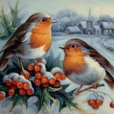 Оригинал схемы вышивки «зимние птички» (№1425148)