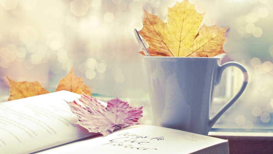 Осень - осень, листья. чай, книга - оригинал