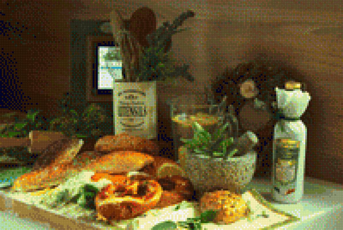 прованский стиль и домашняя выпечка - хлеб, базилик, сыр, вино - предпросмотр