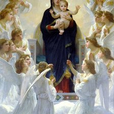 Оригинал схемы вышивки «богородица с младенцем и ангелами» (№1440179)