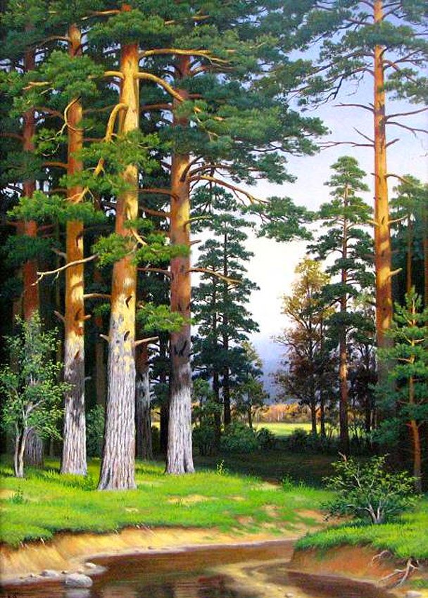 сосновый лес - пейзаж, живопись, природа - оригинал