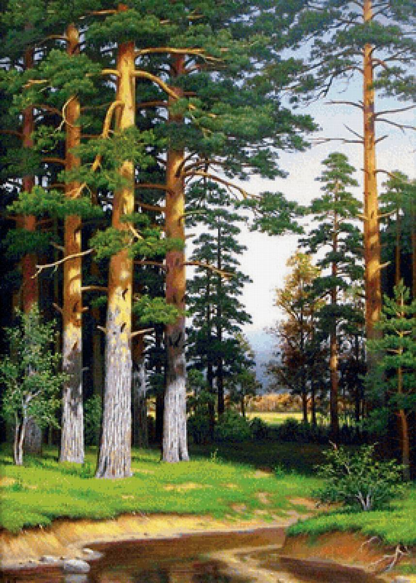 сосновый лес - пейзаж, живопись, природа - предпросмотр