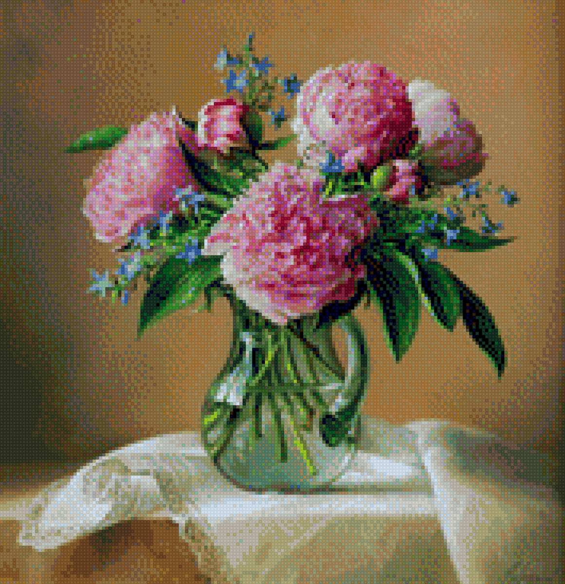 по картине Питера Вагеманса - цветы, натюрморт, пионы - предпросмотр