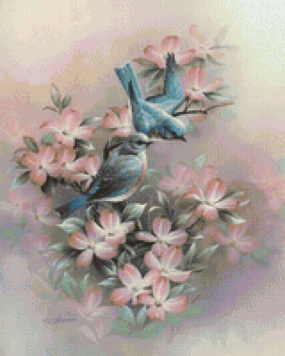 синие птицы китайский художник - птицы - предпросмотр