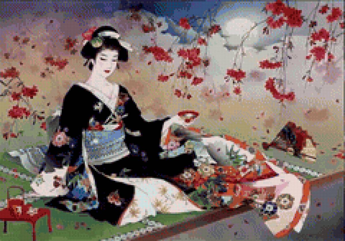 девушка в кимоно харуето морита - японка - предпросмотр