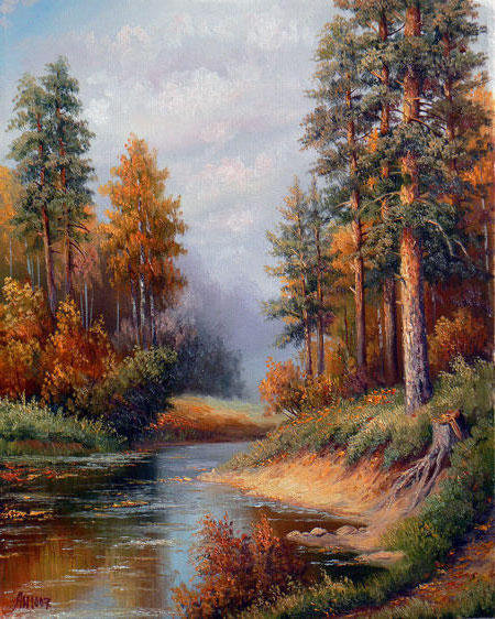 пейзаж - река, пейзаж, осень, природа - оригинал
