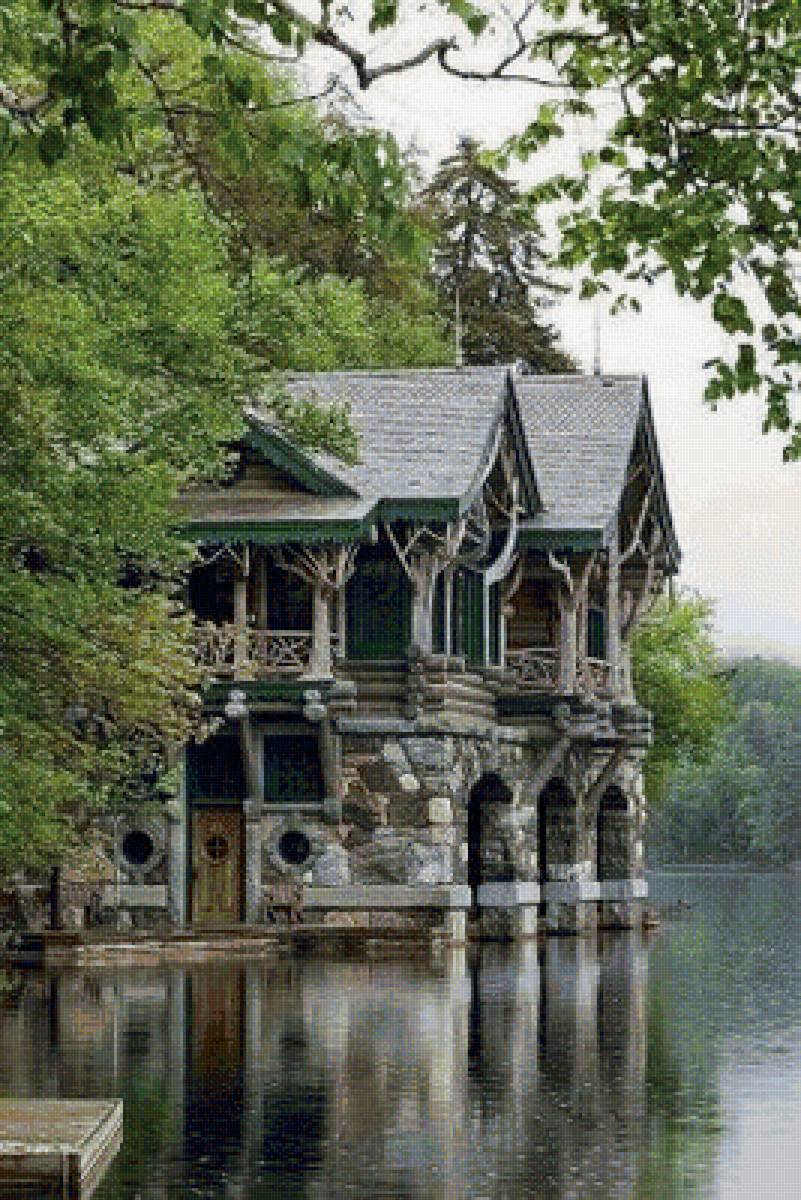 дом на озере - природа, дом, озеро, вода - предпросмотр