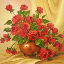 Оригинал схемы вышивки «розы в вазе» (№1465064)